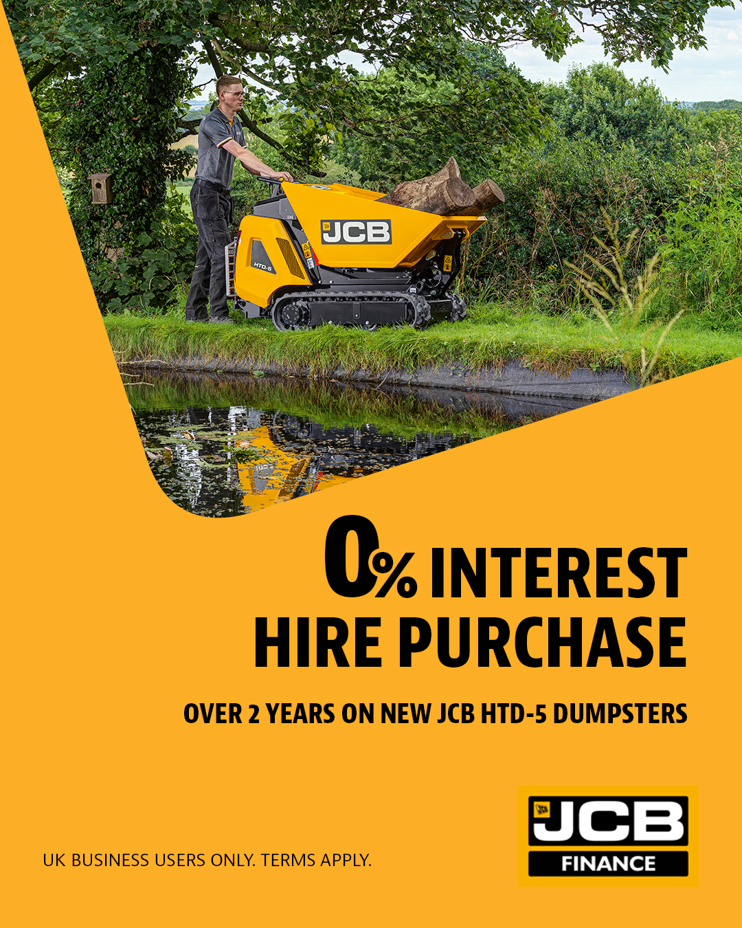 0% Interest Hire Purchase over 2 years on new JCB HTD-5 Dumpsters