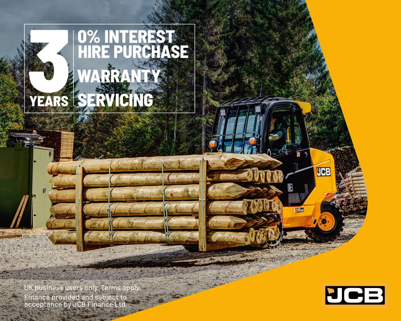 0% Interest Hire Purchase over 3 years on new JCB Teletruks Warranty and Servicing Offer