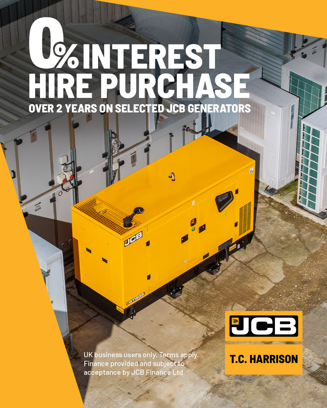 0% Interest Hire Purchase over 2 years on selected new JCB Generators